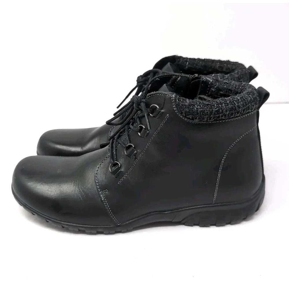 Propet Delaney Ankle Bootie Boots Women 11N (AA) Black Leather Zip/Lace WFV002L‎